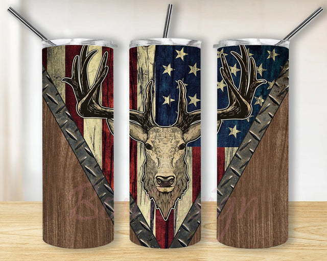 Deer Hunting 20oz Tumbler Design, Hunting Season Tumbler Png, Deer American Flag Tumbler Wrap, Hunting Tumbler With Lid And Straw, Digital Download Sublimation BouDesign 