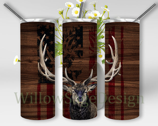 Deer Hunting 20oz Tumbler Png, Wood Hunting Tumbler Wrap, Deer American Flag Tumbler Design, Hunter Gift, Hunting Sublimaion Design, Instant Download Sublimation WillowSageDesign 