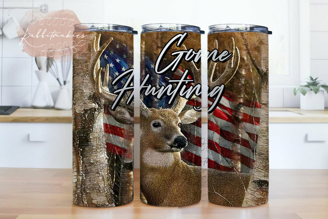Deer Hunting American Flag Background 20oz Skinny Tumbler Sublimation Designs Sublimation Rabbitmakies 