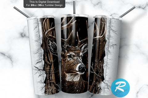 Deer Hunting Camo and Wood 20 oz / 30 oz Tumbler PNG Sublimation Regulrcrative 