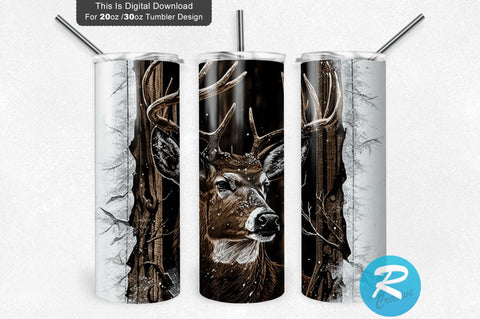 Deer Hunting Camo and Wood 20 oz / 30 oz Tumbler PNG Sublimation Regulrcrative 
