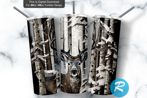Deer Hunting Camo and Wood Snow 20 oz / 30 oz Tumbler PNG Sublimation Regulrcrative 