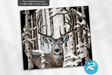 Deer Hunting Camo and Wood Snow 20 oz / 30 oz Tumbler PNG Sublimation Regulrcrative 