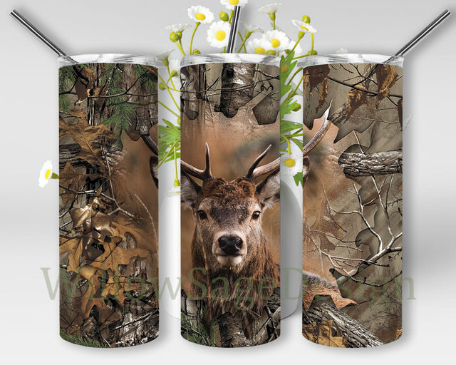 Deer Hunting Camo Tumbler Wrap, Deer Hunting 20oz Skinny Tumbler, Hunting Tumbler Png, Deer Tumbler Design, Hunting Sublimation Design, Hunter Gift, Instant Download Sublimation WillowSageDesign 