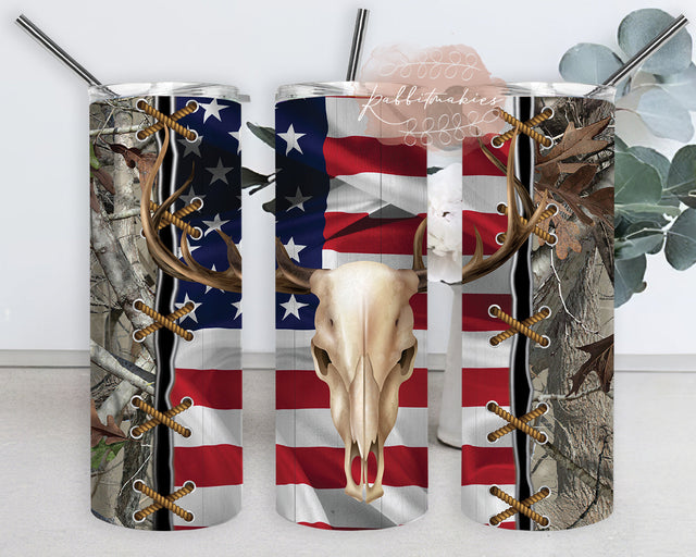 Deer Hunting Design Tumbler, Deer Skull 20oz Tumbler Warp, American Flag Tumbler Png, Camo Hunt Skinny Tumbler, Hunting Sublimation Design for Straight, Digital Download Sublimation Rabbitmakies 