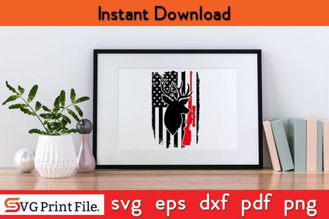 Deer Hunting Distressed American Flag 4th of July Hunting SVG PNG Cut Files SVG SVG Print File 