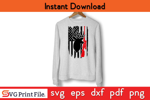 Deer Hunting Distressed American Flag 4th of July Hunting SVG PNG Cut Files SVG SVG Print File 