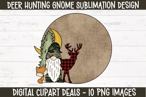 Deer Hunting Gnome Sublimation Design - Whitetail Deer Hunter's Man's T-shirt Sublimation PNG Design Sublimation Digital Clipart Deals 