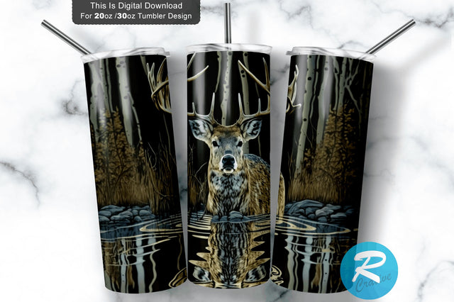 Deer Hunting Half Camo 20 oz / 30 oz Tumbler PNG Sublimation Regulrcrative 