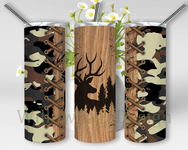 Deer Hunting Skinny Wrap, Deer Hunting 20oz Skinny Tumber, Camo Hunt Tumber Template, Wood Tumbler Png, Deer Sublimation Design, Digital Download Sublimation WillowSageDesign 