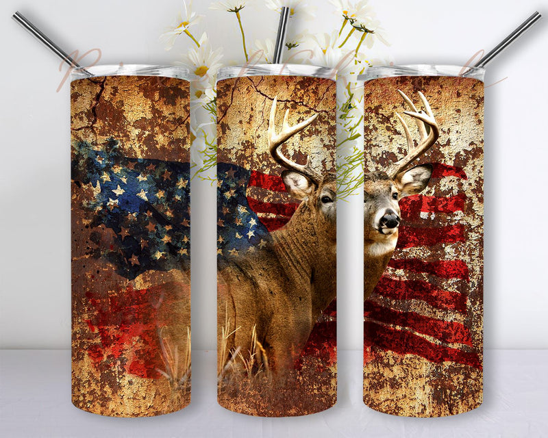 Deer Hunting Tumbler, 20oz Skinny Tumbler Sublimation Designs Wood ...