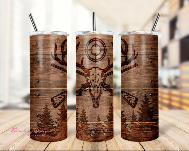 Deer Hunting Tumbler, 20oz Skinny Tumbler Sublimation Designs Wood Hunting Wrap Tumbler for Straight & Tapered Tumbler PNG Sublimation TrendingDesign 