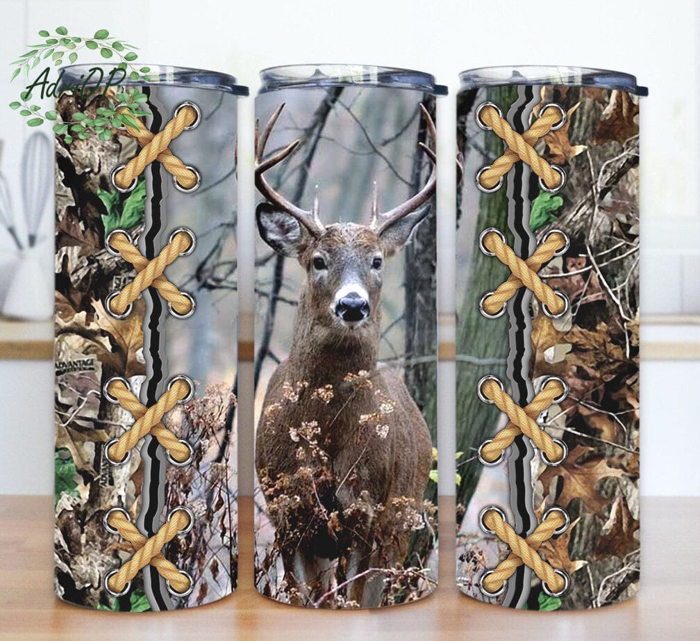 Deer Hunting Tumbler Design, Deer 20oz Skinny Tumbler, Deer Camo Hunt ...