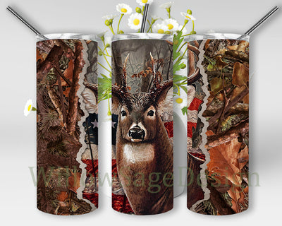 Deer Hunting Tumbler Png, Deer Camo 20oz Skinny Tumbler, Hunting Tumbler Design Tumbler, Deer American Flag Png, Deer Sublimation Design, Instant Download Sublimation WillowSageDesign 