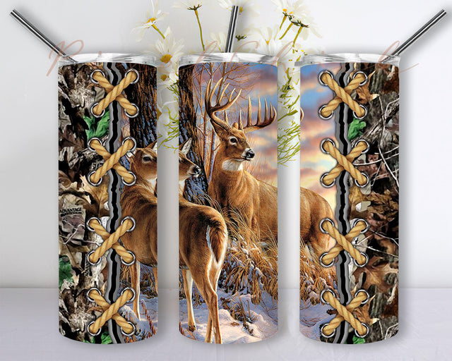 Deer Hunting Tumbler PNG Designs For 20 Oz Skinny Tumbler Straight Tapered Sublimation Seamless Wrap Png Sublimation PixelChick 