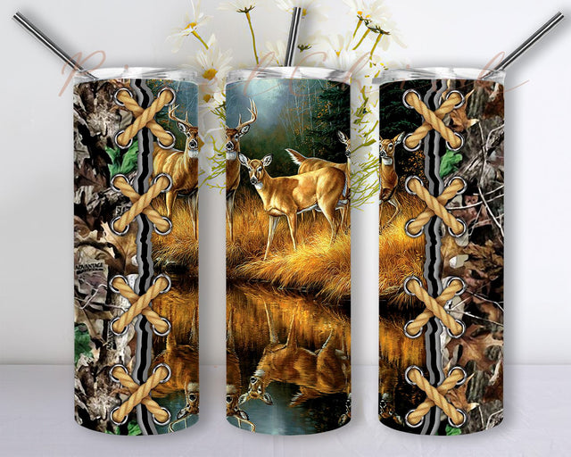 Deer Hunting Tumbler PNG Designs For 20 Oz Skinny Tumbler Straight Tapered Sublimation Seamless Wrap Png Sublimation PixelChick 