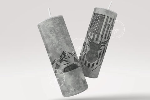 Deer Hunting Tumbler, USA Flag, Carved Concrete Tumbler, Father's Day Gift, Engraved Deer Hunting, 20 oz Skinny Tumbler, Digital Download Sublimation Syre Digital Creations 