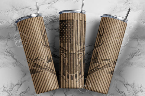 Deer Hunting Tumbler, USA Flag, Corrugated Box Tumbler, Father's Day Gift, Engraved Deer Hunting, 20 oz Skinny Tumbler, Digital Download Sublimation Syre Digital Creations 