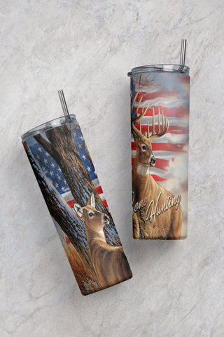 Deer Hunting Tumbler Wrap Sublimation PNG, USA Flag Deer Camouflage 20oz Skinny Tumbler Wraps Templates, Gone Hunting Digital Download Sublimation CaldwellArt 