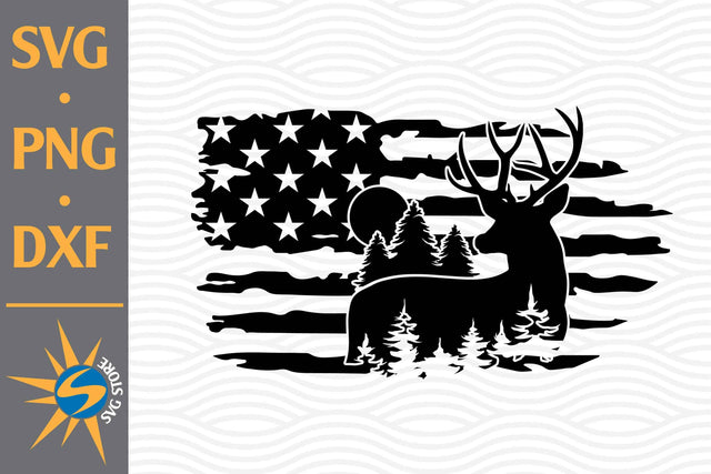 Deer Hunting US Flag SVG, PNG, DXF Digital Files Include SVG SVGStoreShop 