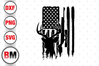 Deer Hunting US Flag SVG, PNG, DXF Files SVG BMDesign 