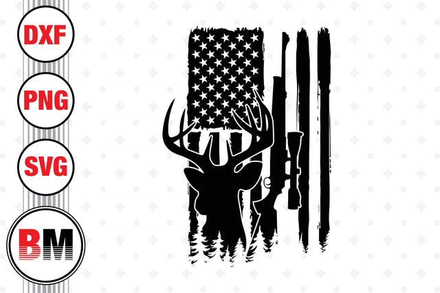Deer Hunting US Flag SVG, PNG, DXF Files SVG BMDesign 