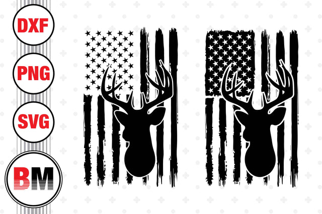 Deer Hunting US Flag SVG, PNG, DXF Files SVG BMDesign 