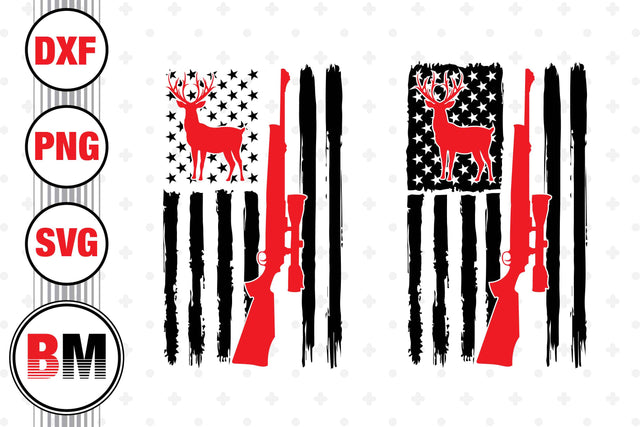 Deer Hunting US Flag SVG, PNG, DXF Files SVG BMDesign 