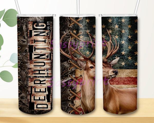 Personalized Hunting Tumbler Wood Style American Flag