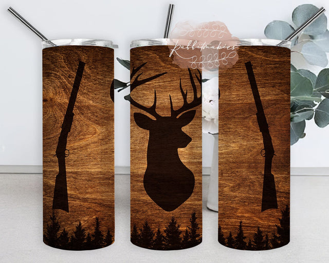 Deer Hunting Wood Tumbler Wrap, Deer Hunting 20oz Skinny Tumbler, Deer And Gun Design Png, Hunting Tumbler Png, Farther's Day Gift, Hunter Sublimation Design, Instant Download Sublimation Rabbitmakies 