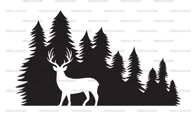Deer in forest SVG TribaliumArtSF 