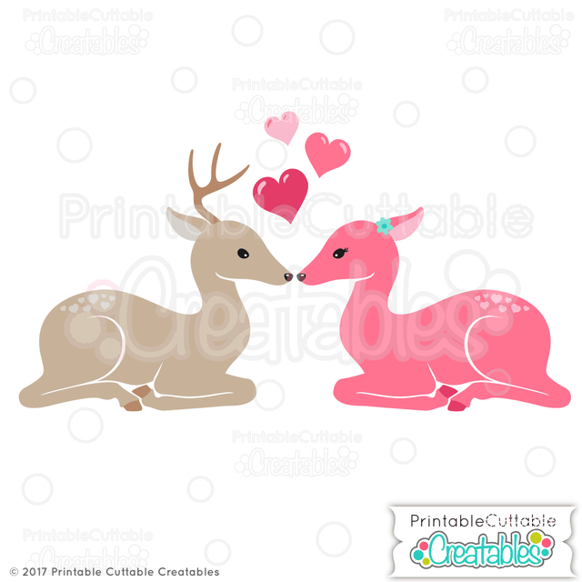 Deer in Love SVG Printable Cuttable Creatables 