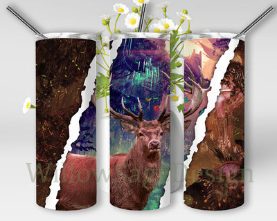 Deer In the Wood 20oz Skinny Tumbler, Deer Hunting Tumbler Png, Deer Tumbler Template, Deer Sublimation Design for Straight, Digital Download Sublimation WillowSageDesign 