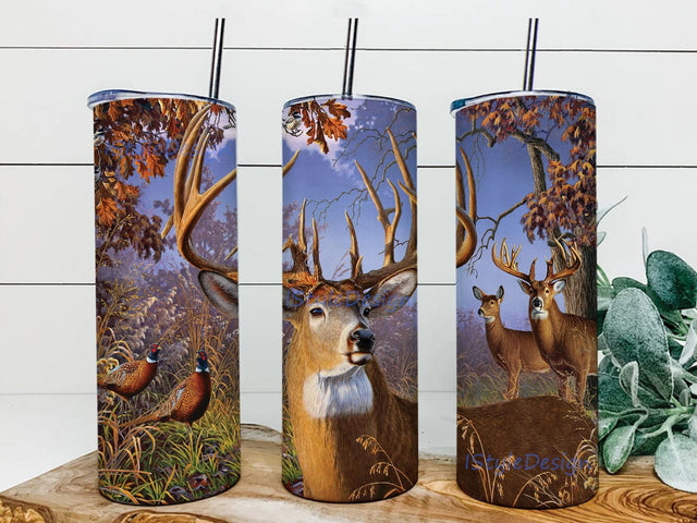 Deer King Tumbler Design, Deer 20oz Skinny Tumbler, Hunting Deer Tumbler Png, Animal Forest Sublimation Design, Deer Tumbler With Lid And Straw, Digital Download Sublimation iStyleDesign 