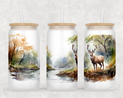 Deer Libbey Glass Can Wraps, 16oz Glass Can Sublimation Designs, Deer Hunting Glass Can PNG Files Sublimation HappyDesignStudio 