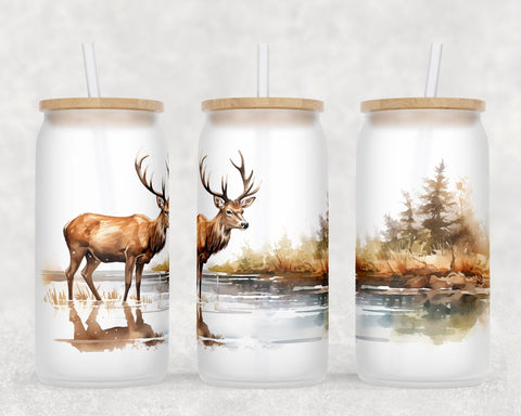 Deer Libbey Glass Can Wraps, 16oz Glass Can Sublimation Designs, Deer Hunting Glass Can PNG Files Sublimation HappyDesignStudio 