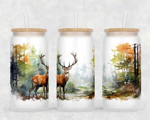 Deer Libbey Glass Can Wraps, 16oz Glass Can Sublimation Designs, Deer Hunting Glass Can PNG Files Sublimation HappyDesignStudio 
