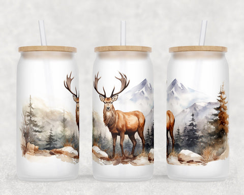 Deer Libbey Glass Can Wraps, 16oz Glass Can Sublimation Designs, Deer Hunting Glass Can PNG Files Sublimation HappyDesignStudio 