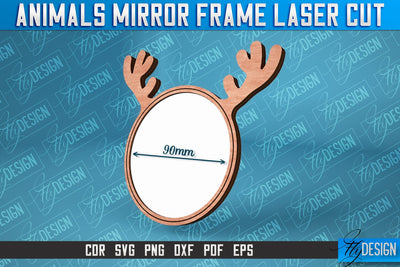 Deer Mirror Frame Laser Cut SVG | Home Design Laser Cut SVG Design | CNC Files SVG Fly Design 