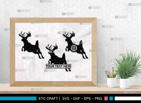 Deer Monogram, Deer Silhouette, Deer SVG, Gazelle Svg, Buck Svg, Hunting Svg, Deer Head Svg, SB00250 SVG ETC Craft 
