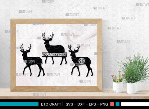 Deer Monogram, Deer Silhouette, Deer SVG, Gazelle Svg, Buck Svg, Hunting Svg, Deer Head Svg, SB00250 SVG ETC Craft 