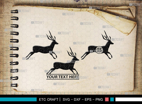 Deer Monogram, Deer Silhouette, Deer SVG, Gazelle Svg, Buck Svg, Hunting Svg, Deer Head Svg, SB00250 SVG ETC Craft 