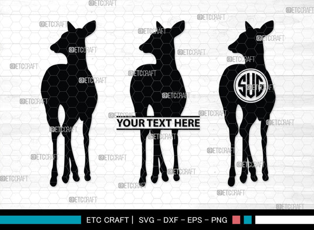 Deer Monogram, Deer Silhouette, Deer SVG, Gazelle Svg, Buck Svg, Hunting Svg, Deer Head Svg, SB00250 SVG ETC Craft 