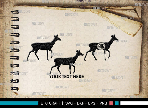 Deer Monogram, Deer Silhouette, Deer SVG, Gazelle Svg, Buck Svg, Hunting Svg, Deer Head Svg, SB00250 SVG ETC Craft 