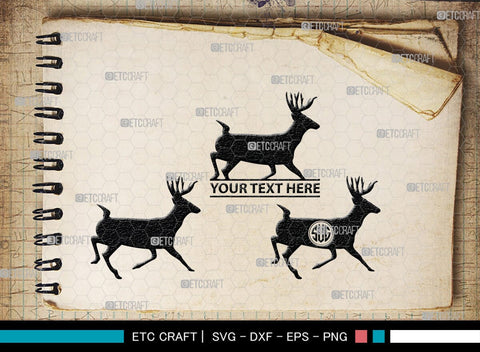 Deer Monogram, Deer Silhouette, Deer SVG, Gazelle Svg, Buck Svg, Hunting Svg, Deer Head Svg, SB00250 SVG ETC Craft 