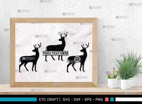 Deer Monogram, Deer Silhouette, Deer SVG, Gazelle Svg, Buck Svg, Hunting Svg, Deer Head Svg, SB00250 SVG ETC Craft 