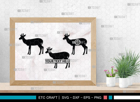 Deer Monogram, Deer Silhouette, Deer SVG, Gazelle Svg, Buck Svg, Hunting Svg, Deer Head Svg, SB00250 SVG ETC Craft 