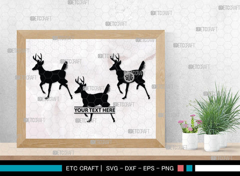 Deer Monogram, Deer Silhouette, Deer SVG, Gazelle Svg, Buck Svg, Hunting Svg, Deer Head Svg, SB00250 SVG ETC Craft 