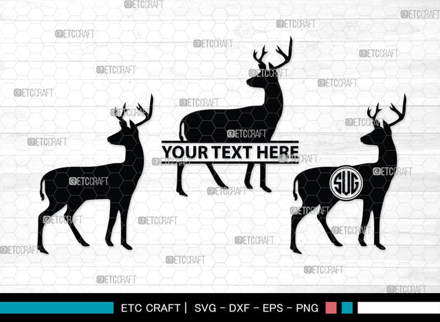 Deer Monogram, Deer Silhouette, Deer SVG, Gazelle Svg, Buck Svg, Hunting Svg, Deer Head Svg, SB00250 SVG ETC Craft 