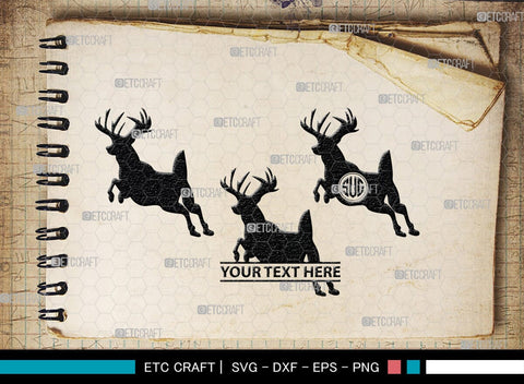 Deer Monogram, Deer Silhouette, Deer SVG, Gazelle Svg, Buck Svg, Hunting Svg, Deer Head Svg, SB00250 SVG ETC Craft 